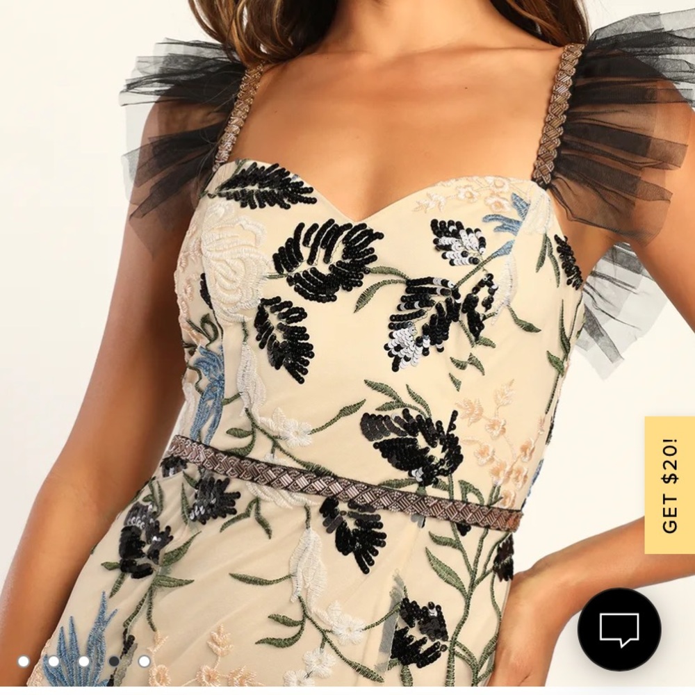 Lulus Show Stopper Cream Embroidered Sequin Bodycon Maxi Dress, Wedding guest